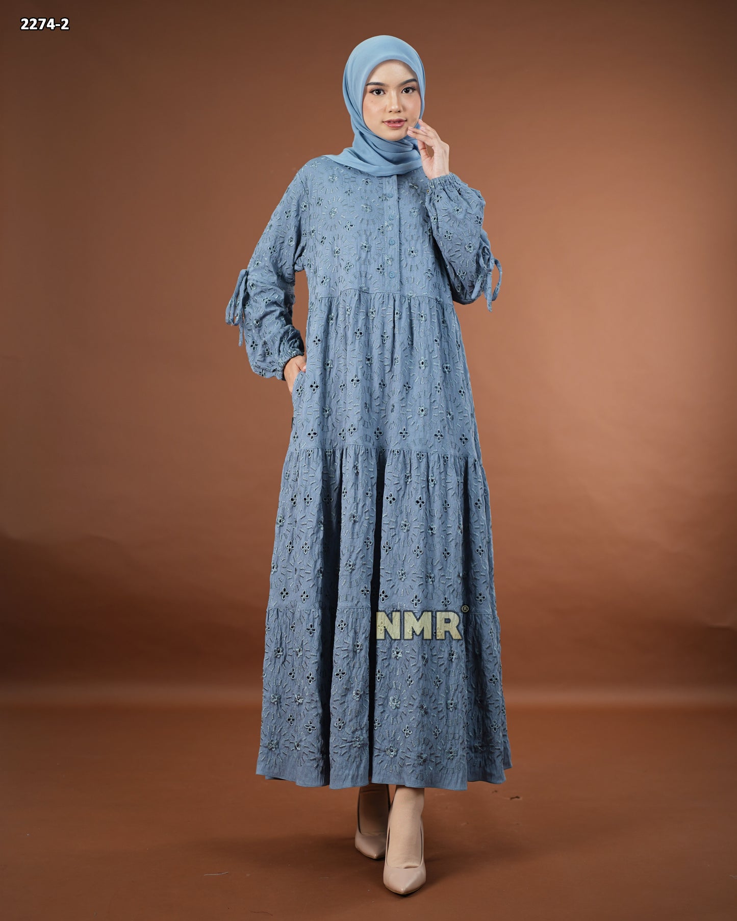 NMR Midi Dress Crespo Bordir Bolong Vol 2274-2