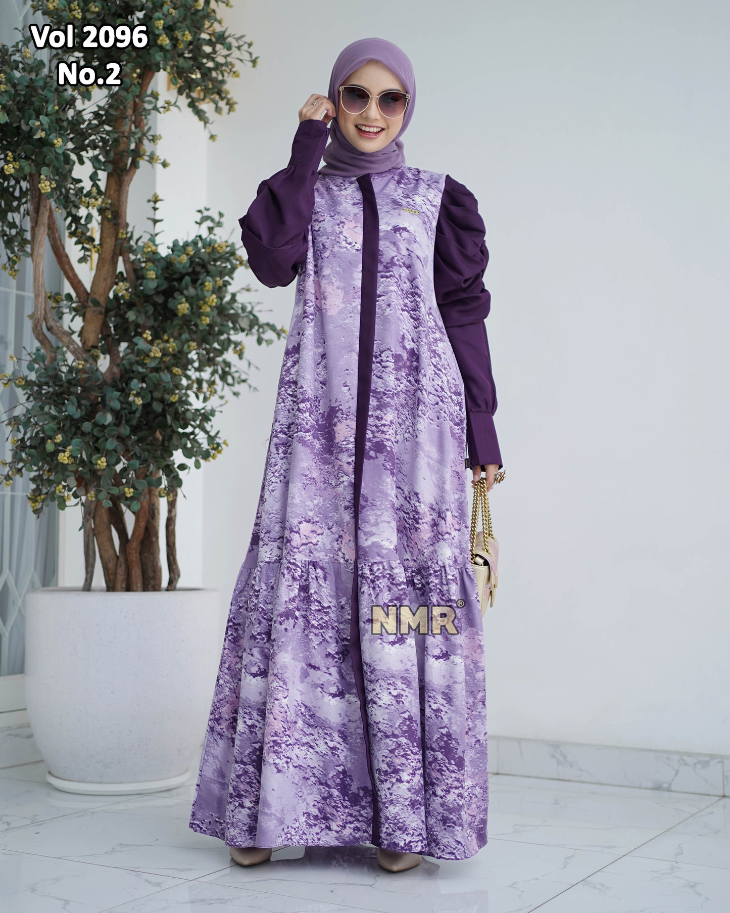 NMR Gamis MS Tangan Kerut Vol 2096-2 (Resleting Depan)