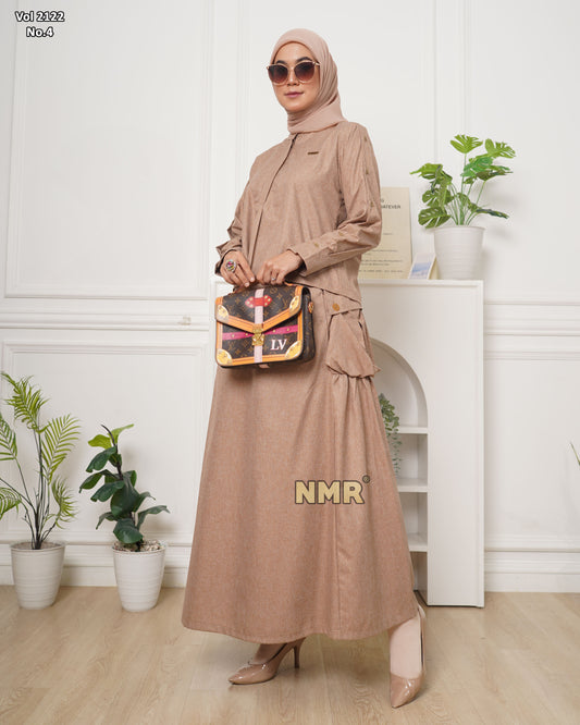 NMR Setelan Rok Linen Plain Vol 2122-4 (Sanghai)