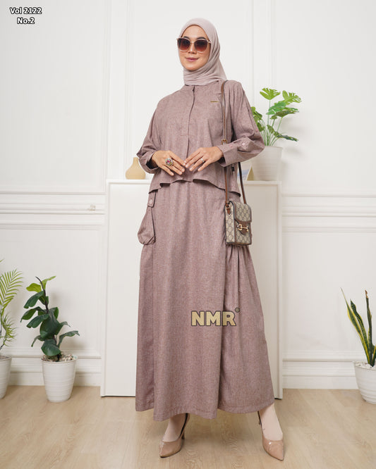 NMR Setelan Rok Linen Plain Vol 2122-2 (Sanghai)