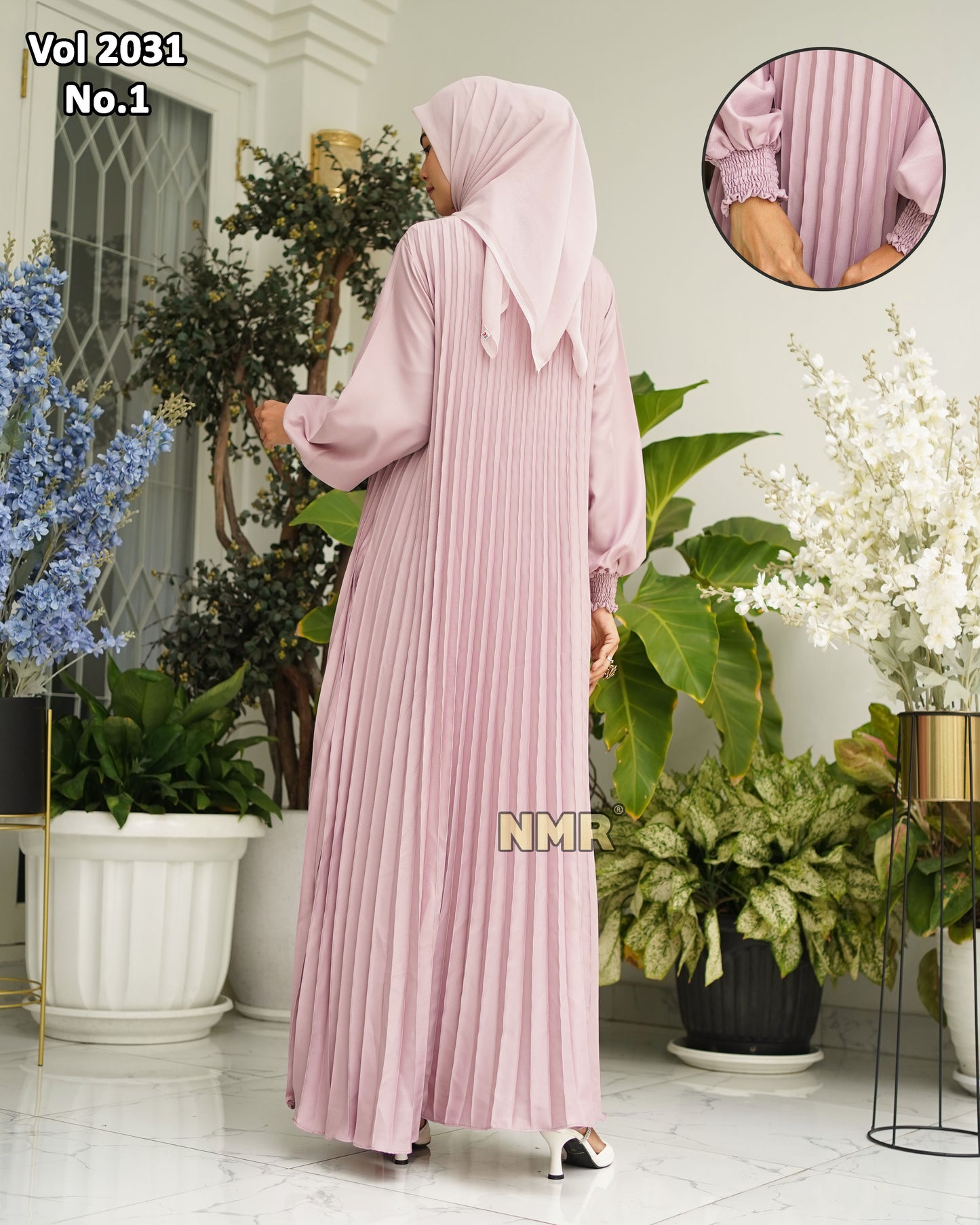 NMR Gamis MS Plisket Vol 2031-1 (Kancing Belakang)