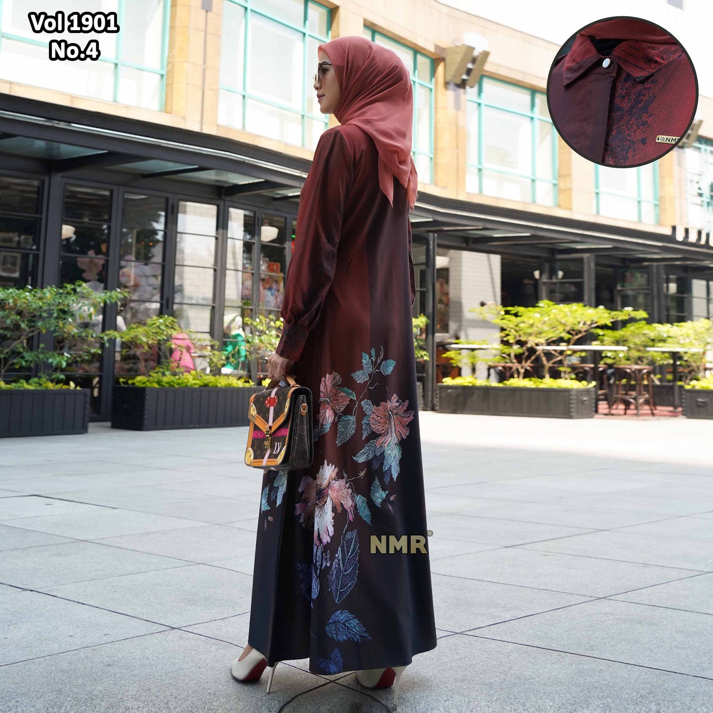 NMR Gamis Jetblack Rose Crape Kerah Vol 1901-4