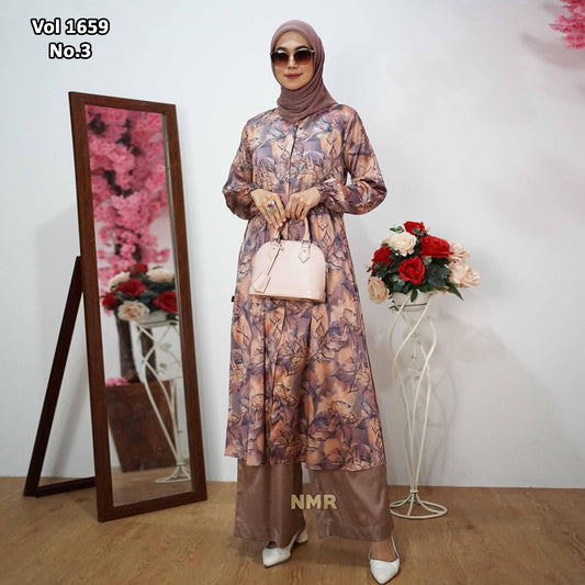 NMR Setelan Kulot Armany Silk Tunik Dior Silk Vol 1659-3