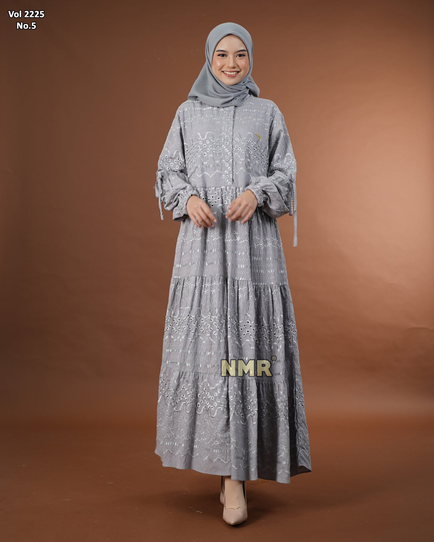 NMR Midi Dress Crespo Bordir Vol 2225-5