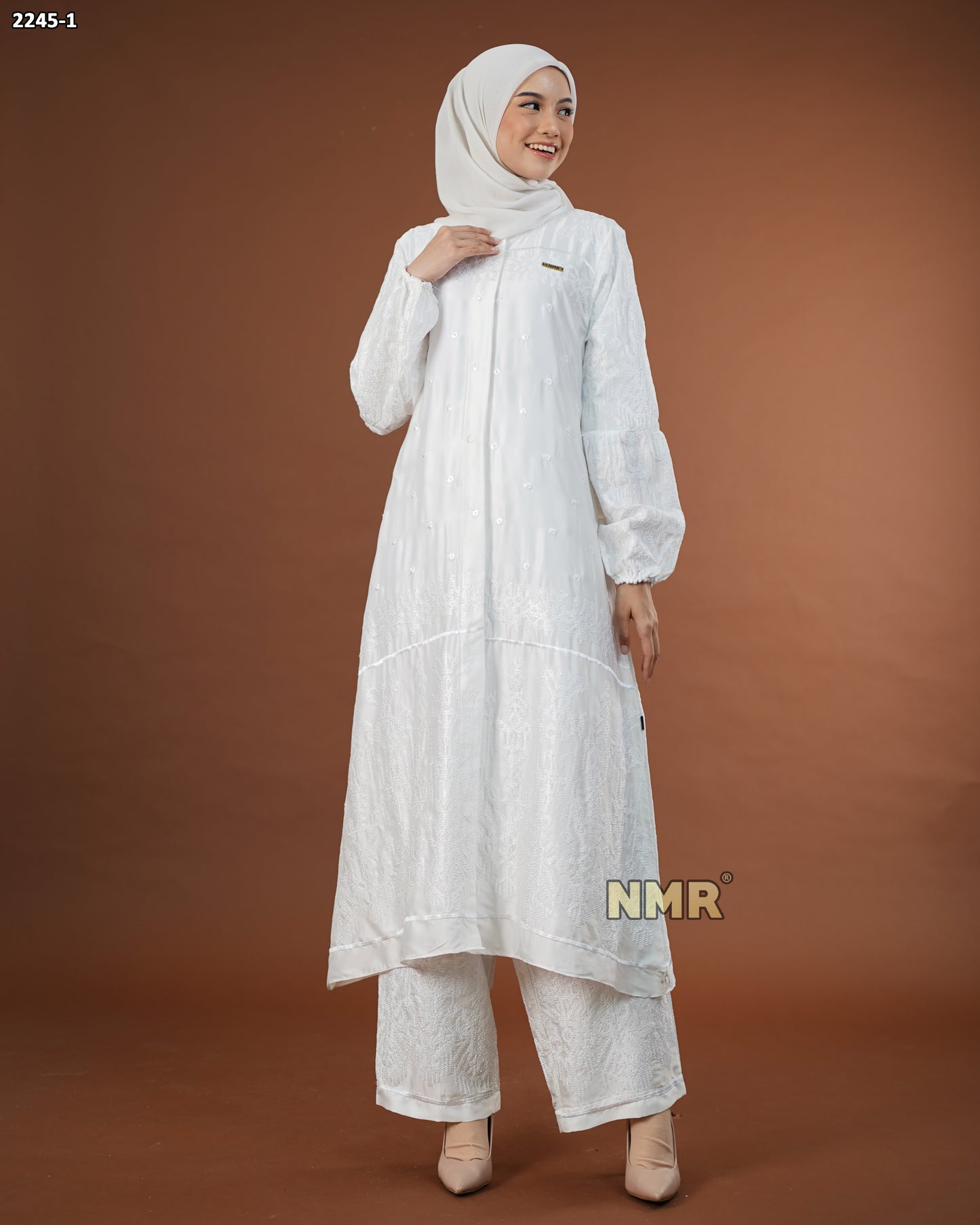 NMR Setelan Kulot Tunik Armn Silk  Bordir Vol 2245-1