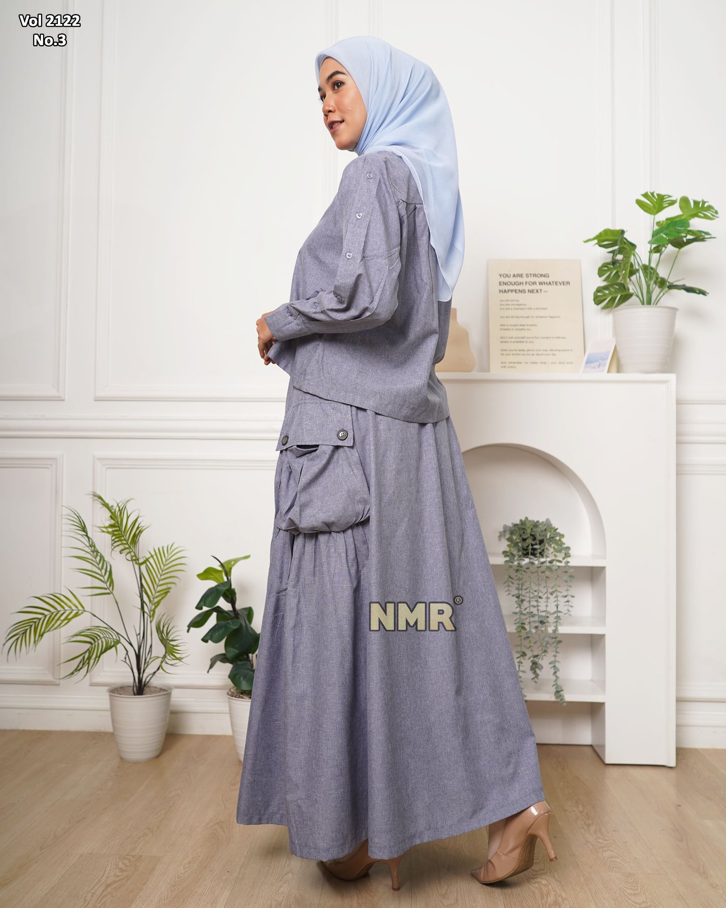 NMR Setelan Rok Linen Plain Vol 2122-3 (Sanghai)