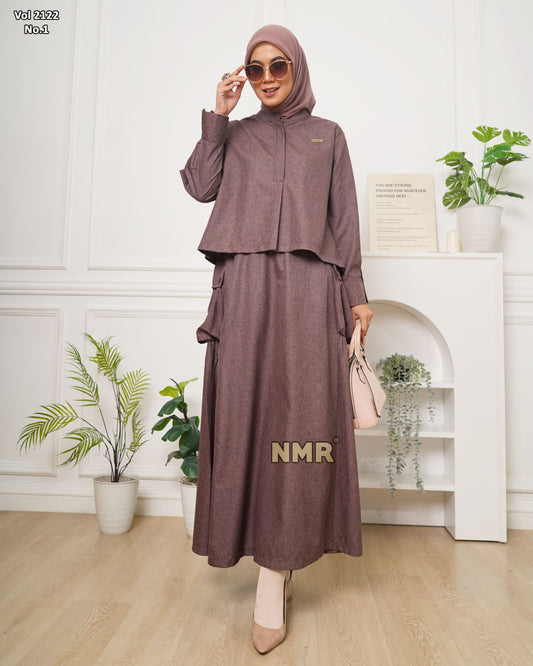 NMR Setelan Rok Linen Plain Vol 2122-1 (Sanghai)