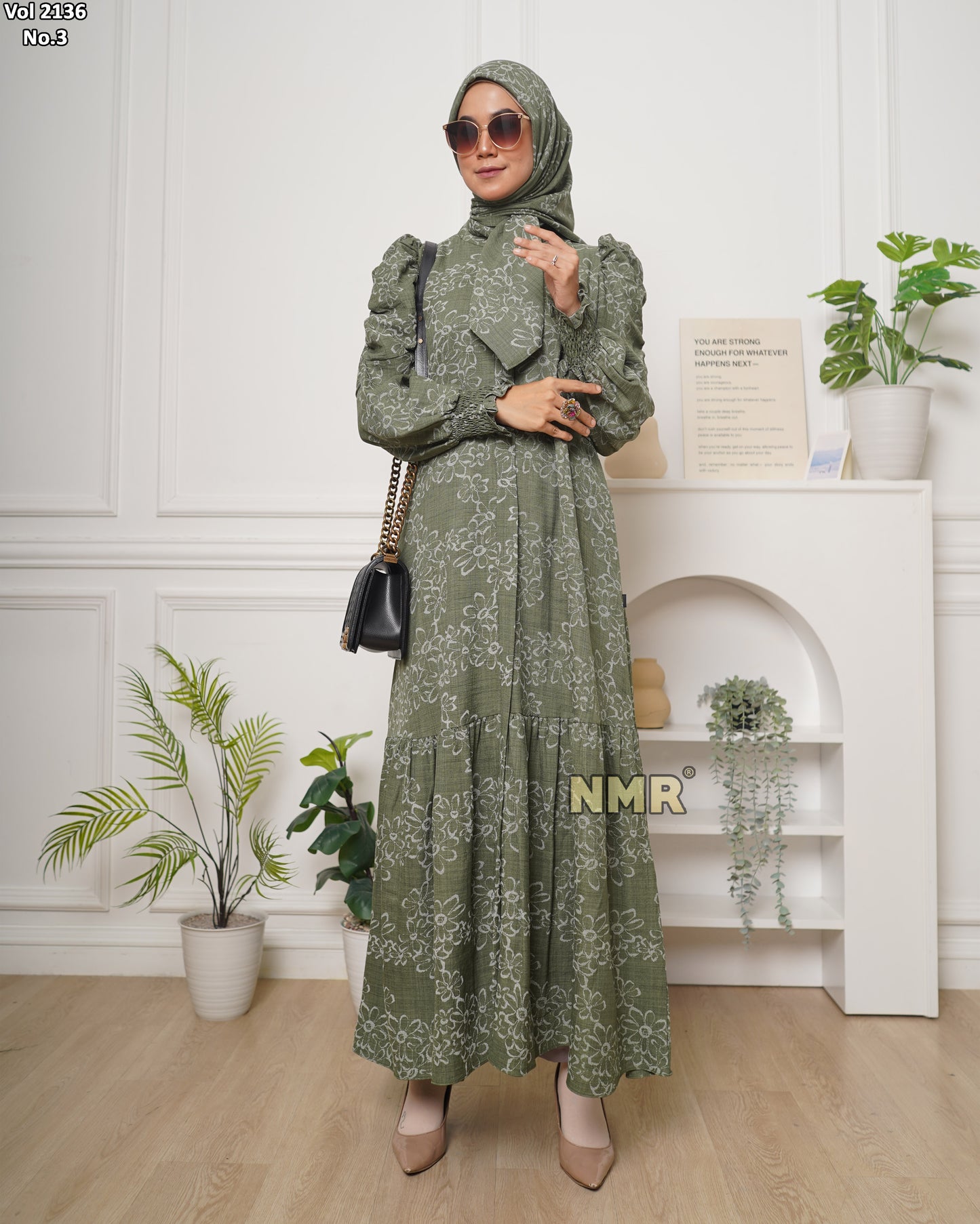 NMR Gamis Linen Venezia Lacquer Vol 2136-3 ( Inc Hijab)
