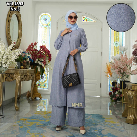 NMR Vol 1893-3 Setelan Kulot Tunik Linen Poly